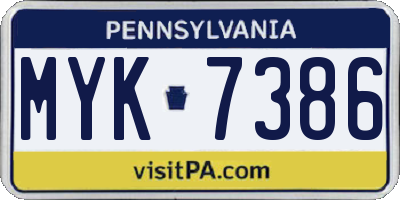 PA license plate MYK7386