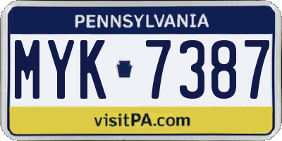 PA license plate MYK7387