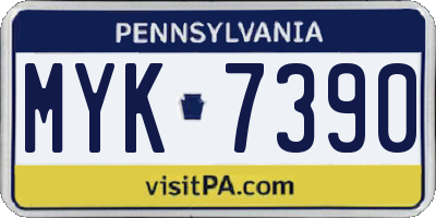 PA license plate MYK7390