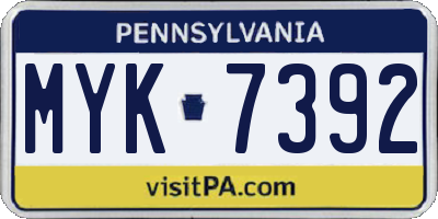 PA license plate MYK7392