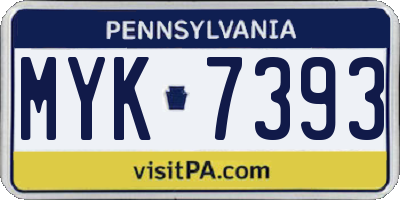 PA license plate MYK7393