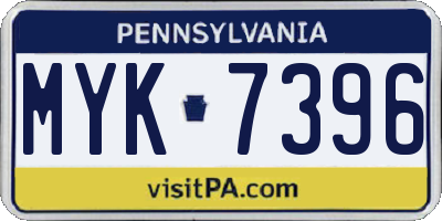 PA license plate MYK7396