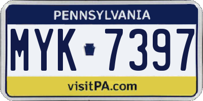 PA license plate MYK7397