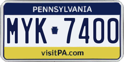 PA license plate MYK7400