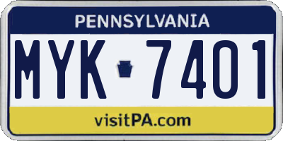 PA license plate MYK7401