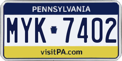 PA license plate MYK7402