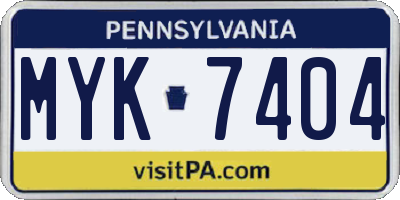 PA license plate MYK7404
