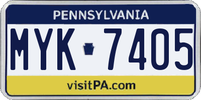 PA license plate MYK7405
