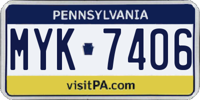 PA license plate MYK7406