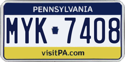 PA license plate MYK7408