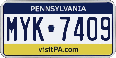 PA license plate MYK7409