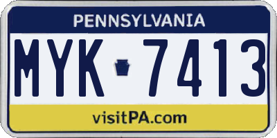 PA license plate MYK7413