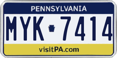 PA license plate MYK7414