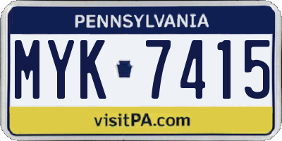 PA license plate MYK7415
