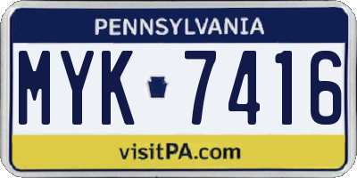 PA license plate MYK7416