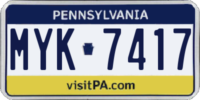 PA license plate MYK7417