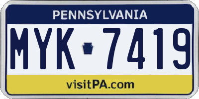 PA license plate MYK7419