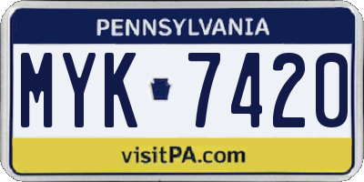PA license plate MYK7420