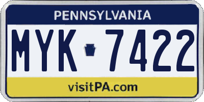 PA license plate MYK7422