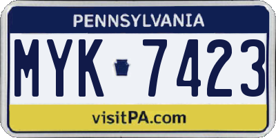 PA license plate MYK7423