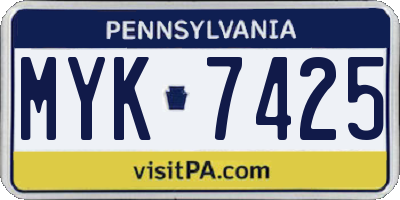 PA license plate MYK7425
