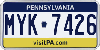 PA license plate MYK7426
