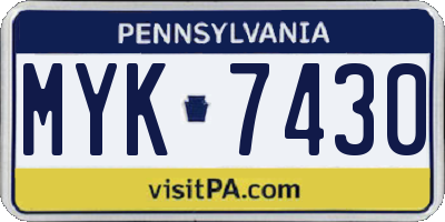 PA license plate MYK7430