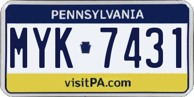 PA license plate MYK7431