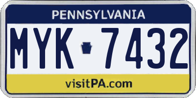PA license plate MYK7432
