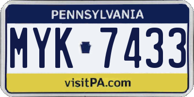 PA license plate MYK7433