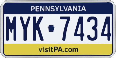 PA license plate MYK7434