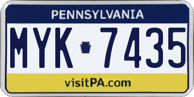 PA license plate MYK7435