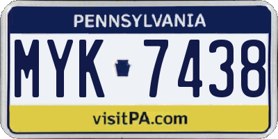 PA license plate MYK7438