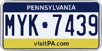 PA license plate MYK7439