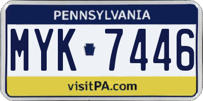 PA license plate MYK7446
