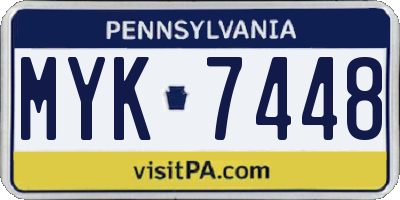 PA license plate MYK7448
