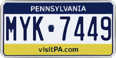 PA license plate MYK7449