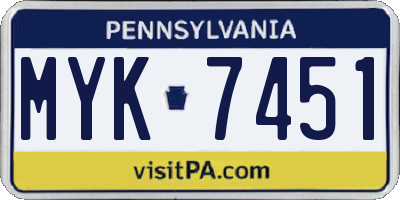 PA license plate MYK7451