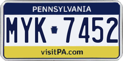 PA license plate MYK7452