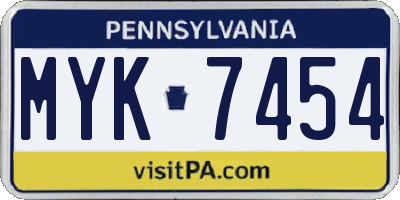 PA license plate MYK7454