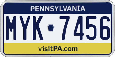 PA license plate MYK7456