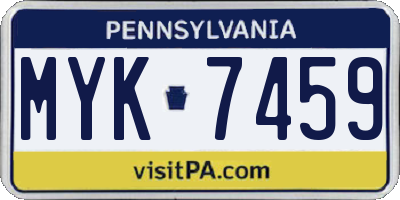 PA license plate MYK7459