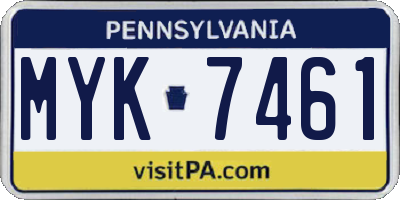 PA license plate MYK7461