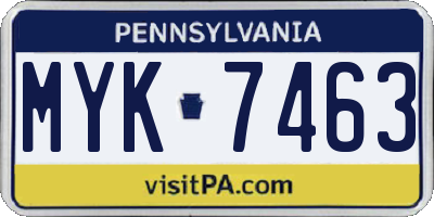 PA license plate MYK7463