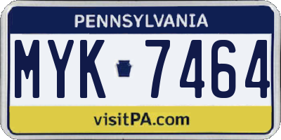 PA license plate MYK7464