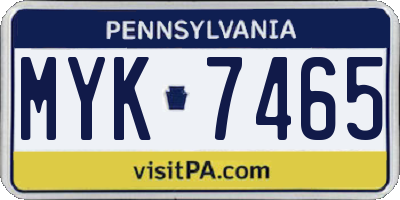 PA license plate MYK7465