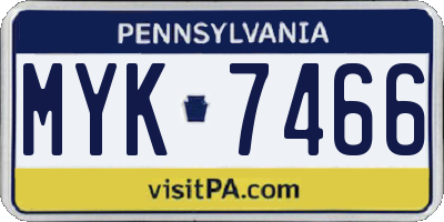 PA license plate MYK7466
