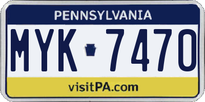 PA license plate MYK7470