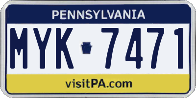 PA license plate MYK7471