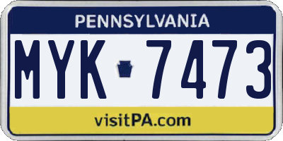 PA license plate MYK7473